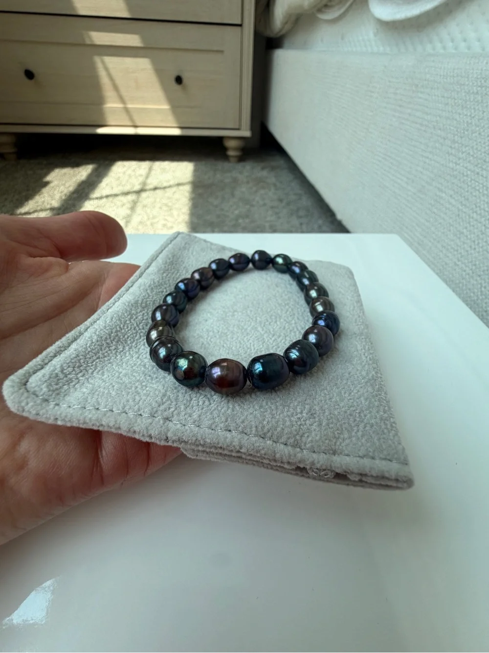 Black Pearl Beaded Stretch Bracelet - Women Jewelry